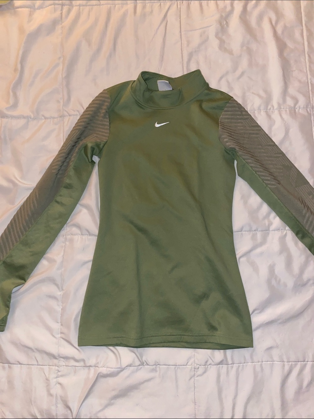 Nike Olive Green Long-Sleeve Mock Neck Top